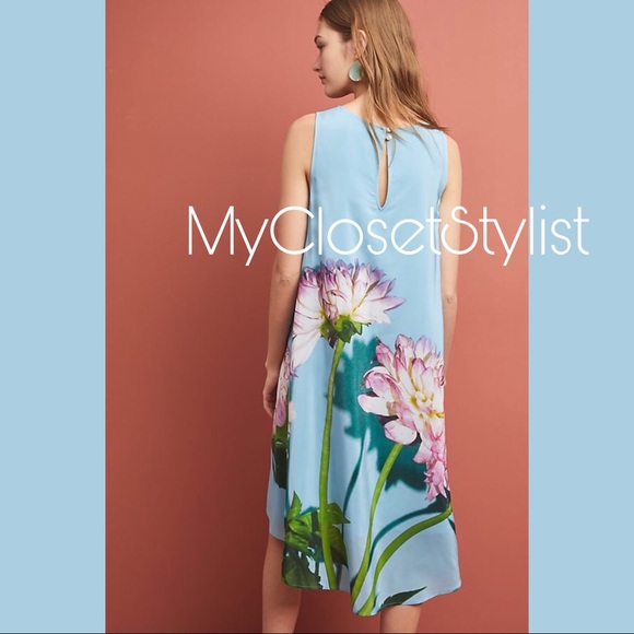 Anthropologie NWT Hi-Low Floral Silk Dress 2 - Picture 4 of 5